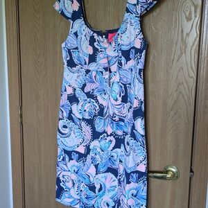 Lilly Pulitzer Blue and White Sleeveless Sundress